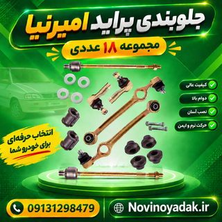 جلوبندی پراید غیرهیدرولیک 18 عددی امیرنیا همراه با گوی فرمان (بوش لاستیکی)